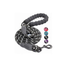 Guinzaglio regolabile in nylon nero riflettente, lungo 150 cm, per cani di taglia grande e media, con impugnatura in spugna.