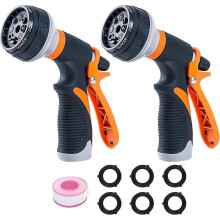 Pistolet d'Arrosage 2 Pièces avec 8 Modes Réglables, Conception Anti-Fuites pour Jardin, Voiture et Animaux