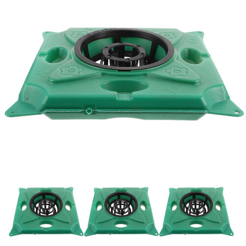 Hydroponic Floating Pond Planter Kit, 4 Sets Green Plastic Modular Platform for Aquatic Plants