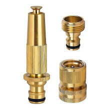 Set di raccordi rapidi in ottone per tubo da giardino con ugello a spruzzo regolabile per pistola da irrigazione.