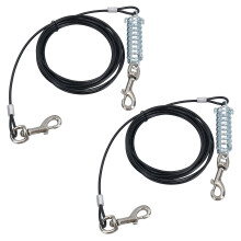 2pk 4.7m Weather Resistant Pet Dog Tie-Out Cable, Strong Bite-Resistant Steel Leash for Garden & Camping