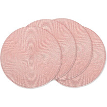 Round Braided Placemats Set of 4, 15 Inch, Pink