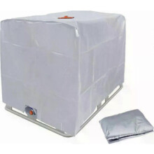 IBC Cover 1000L Silver Waterproof Sunshade for Tote Tank, 210D Polyester with Access Openings