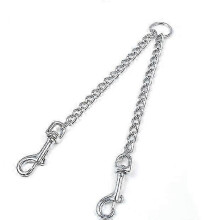 Prolunga in metallo per guinzaglio doppio per cani, ideale per portare a spasso due cuccioli, lunghezza 40 cm, colore bianco.