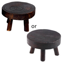 Sgabello rotondo con supporto per piante, torte e candele - Sgabello in legno nero o naturale