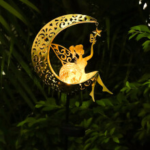 ZKLiLi Solar Lights Garden Decorations,Moon Fairy Light,Solar Crackle Glass Globe,Warm LED Light for Pathway Lawn Patio Courtyard Gifts for Mom Grand