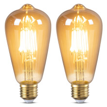 DiCUNO Vintage Light Bulb E27 Edison Screw Bulb, 6W Equivalent to 60 Watt, Retro Amber Glass Lamp, 2200K Warm White, Non-dimmable, ES LED Filament La
