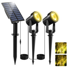 NATPOW Solar Spot Lights Outdoor Garden, LED Solar Lights Warm White, Dusk-to-Dawn Stake Lights Landscape Spotlights Waterproof Auto ON/Off Outdoor G