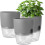 Herb Pot Kitchen Set of 3, Self-Watering Windowsill Planter with Automatic Irrigation System, Grey 1