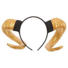 Serre-tête doré pour fête, motif cornes de mouton artificielles, idéal pour le cosplay.