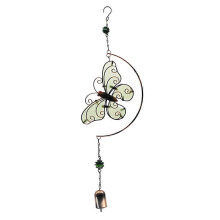 Leuchtendes Schmetterlings-Windspiel für Garten und Terrasse, wasserfester Windspinner aus Eisen mit Glasperlen