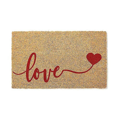 Red Heart Welcome Coir Doormat