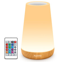 Auxmir Night Light, LED Touch Bedside Table Lamp, Remote Control Dimmable Light with RGB Color Changing, USB Rechargeable, Portable Lamp for Children