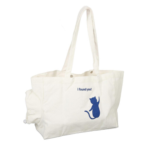 Kitten Purse Carrier Portable Canvas Handbag, Magnetic Snap Closure, Adjustable Drawstring, Side Opening