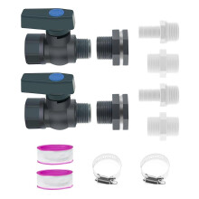 2Pcs Rain Barrel Spigot Kit 3/4 Inch PVC for Garden Water Collection, Aquariums & Pools