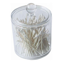 Doorzichtige plastic opbergpot met deksel, 11x11x6,5 cm