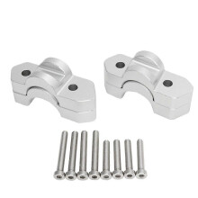 Rialzi per manubrio moto compatibili con BMW R1300 GS, in lega di alluminio color argento, adattatore di estensione regolabile in altezza.