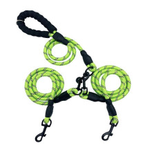 Guinzaglio doppio riflettente per cani con doppie maniglie, corda in nylon regolabile per cani di taglia media e grande.