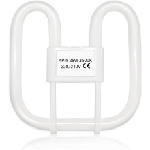 GR10q 4 Pin 28W 3500K Warm White, 2000LM, Very Large Size, DD Square CFL Compact Fluorescent 4 Pins Light Bulb, AC 220V, 4 Pin Flat Butterfly Bulb fo