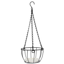 Metal Hanging Planter Basket with Chain and Tray for Indoor Outdoor Plants Balcony