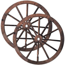 Décoration murale en forme de roue de chariot en bois (lot de 2), style vintage, pour bar, garage, intérieur ou extérieur.