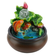 Miniaturowa fontanna stołowa z kryształową kulą, ozdoba na szczęście w kształcie ryby Feng Shui do domowego biura, wtyczka EU 220-240 V