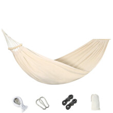 Amaca portatile in tessuto Oxford 200x80 cm per campeggio e patio, beige, portata 272 kg