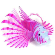 Glow in the Dark Lionfish Aquarium Ornament, Floating Silicone Artificial Fish for Fish Tank Decor