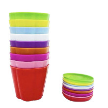 Multi Colour Thick Plastic Plant Pots Seedling Nursery 9 Pack with Drip Trays
