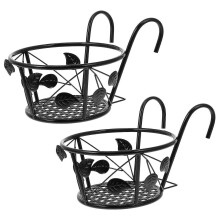 Hängende Blumentopfständer aus Eisen für den Garten, 2 Stück, Schwarz