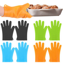 Silicone Oven Mitts Heat Resistant Food Grade Black 2 Pack
