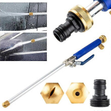 Cannone ad acqua con manico lungo e 2 ugelli a spruzzo per innaffiare le piante e lavare l'auto, blu