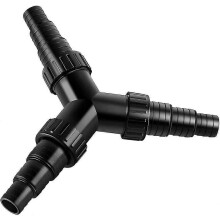 Trójdrożny rozdzielacz węża ogrodowego z zaworem kulowym 20 mm, 25 mm i 32 mm