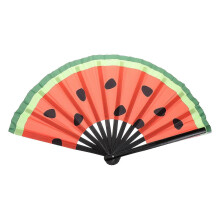 Fluoreszierender japanischer Wassermelonen-Faltfächer für Bühnenauftritte mit UV-Licht