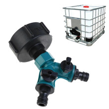 IBC Tank Adapter with Y Shaped Tap Valve Connector, 60mm Coarse Thread for Precise Flow Control