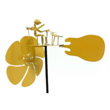 Handmade Metal Guitar Windmill Garden Decoration with Percussion Movement for Outdoor Patio