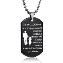 Collana da uomo con ciondolo a piastrina militare in lega con incisione "Figlio Figlia Amo Papà"