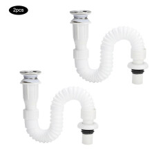 Tuyau d'évacuation flexible à clapet pour lavabo, en acier inoxydable et polypropylène, extensible de 39 à 79 cm, pour sortie de 32 mm