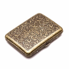 Estuche metálico retro para cigarrillos, con clip de resorte de doble cara y bolsillo abierto para 20 cigarrillos, caja de almacenamiento de