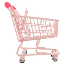Mini carrito de compras plegable de plástico rosa, 1 juego para uso doméstico, carrito portátil para comestibles y almacenamiento diario.