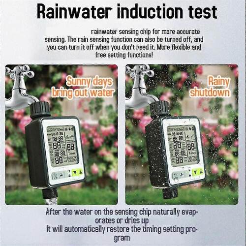 Smart Irrigation System with Rain Sensor, Large Screen, Rechargeable Battery for Garden Balcony Pots