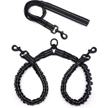 Guinzaglio elastico per cani, compatibile con 2 cani, doppio guinzaglio anti-groviglio con elasticità ammortizzante e trama riflettente.
