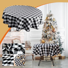 Christmas Round Tablecloth Cotton Checkered 100cm