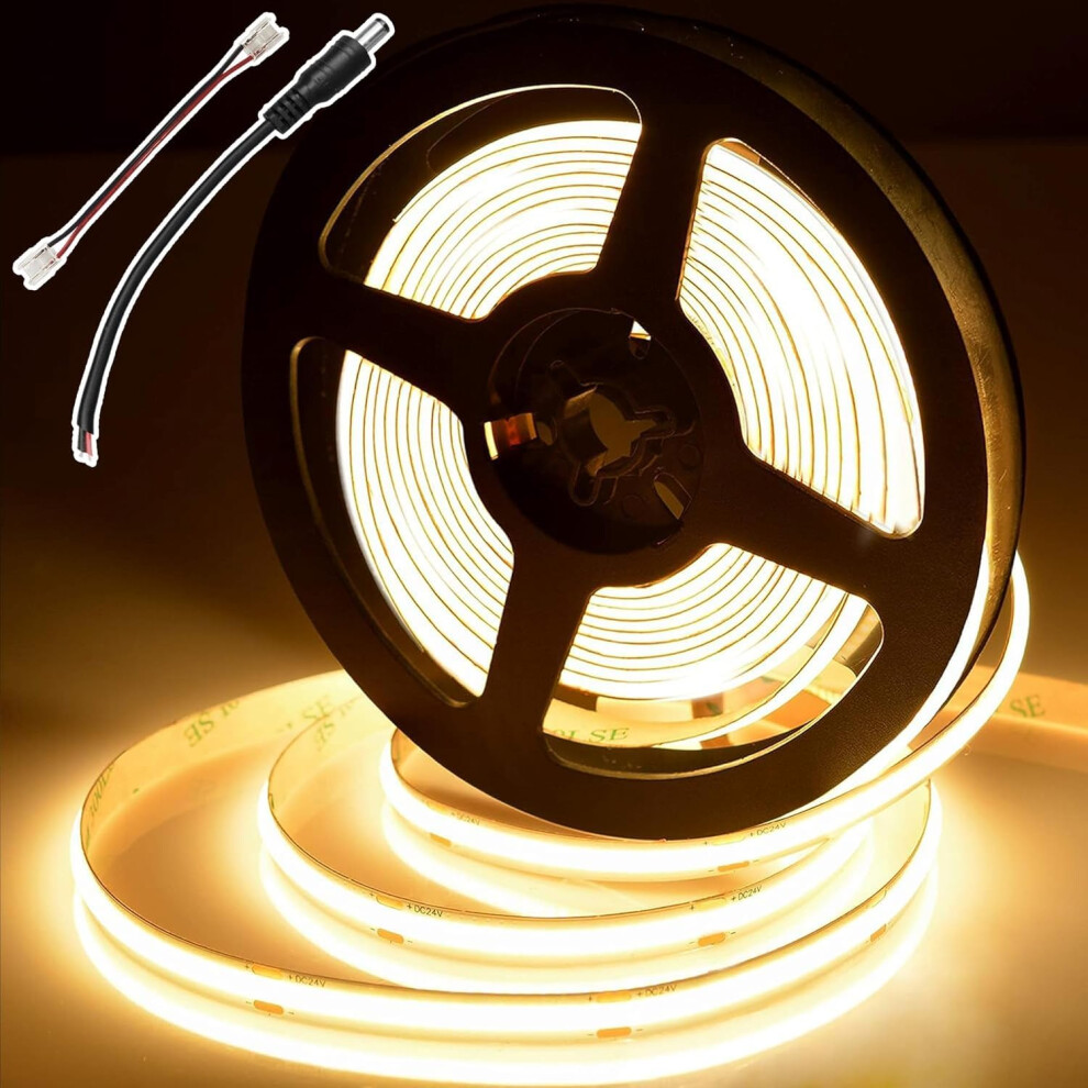 Berixdeep Dotless Led Strip Lights 5M, 480 Leds/M, 24V Cob Led Strip, Cri 92+, High Bright Warm Led Tape For Cupboard, Staris, Mirror, Countert White 86173759