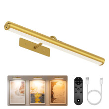 EZVALO Picture Lights for Wall, 16'' Wireless 6000mAh Rechargeable Battery Operated Painting Light with Remote, 3 Color Temperatures Art Light for Ga