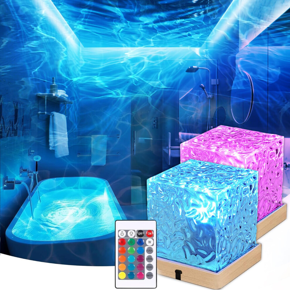 2 Pack Rechargeable Shower 16 Color Changeable Ocean Wave Galaxy Projector With Remote Northern S Mood Cube Lamp Dimmable Waterproof Showe Light 30349766