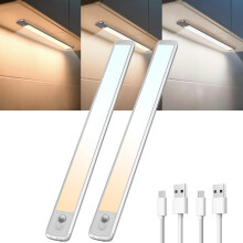 TANSOOL+ Under Cabinet Kitchen Lights, 3 Color Temperature Stepless Dimming Motion Sensor Lights Indoor, 2200mAh USB-C Rechargeable LED Lights for Ki