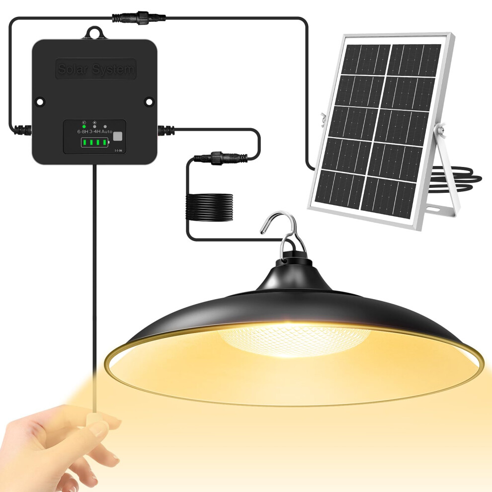 Claoner Solar Shed Indoor Outdoor, 2000Lm Daytime Available Pendant With Pull Cord, Power Display & Mode Indicator, 3 Ing Modes Sola Light 62470179