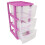 Clear Plastic 3-Drawer Storage Tower with Casters, Purple 1