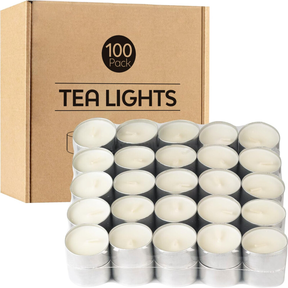 Tea Lights Candles 8 Hour Long Burn Time Unscented 100 Pack White 84693891